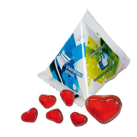 Fruchtgummi Motive "Herz" in der Werbe-Pyramide