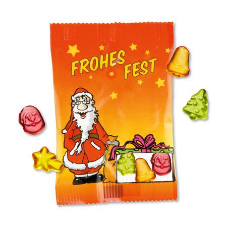 Weihnachtliche Fruchtgummi-Tüten 10g "Frohes Fest"