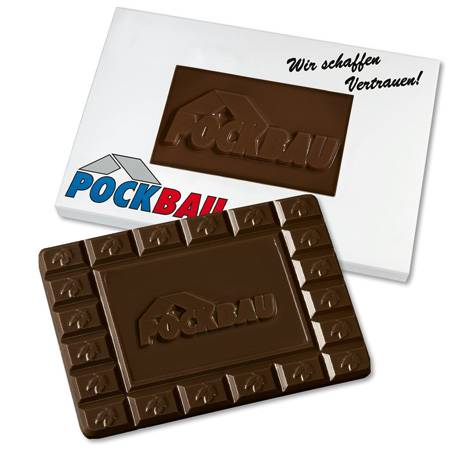 Werbe-Schokoladentafel 60g "Sonderanfertigung"  aus 70% Zartbitterschokolade im Präsentkarton